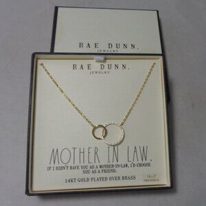 Rae Dunn Mother In Law Necklace 14kt Gold Plated 16+2" Necklace NIB